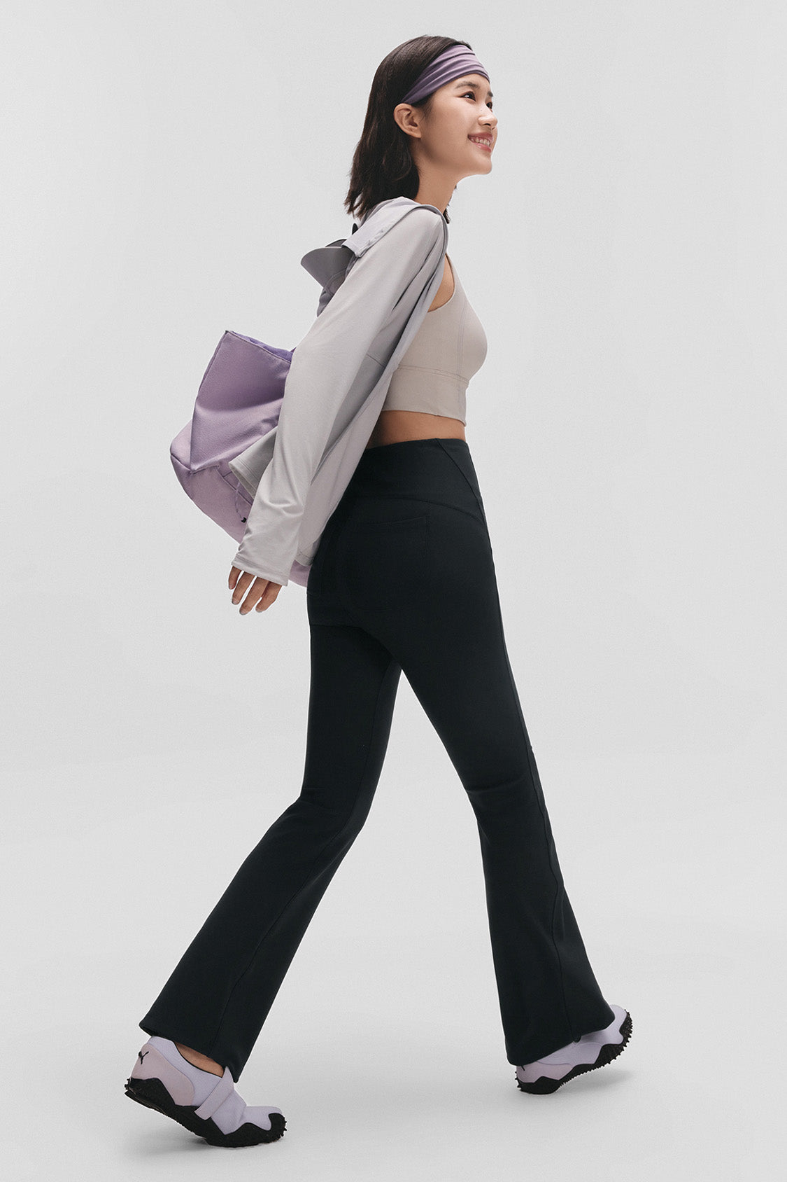 beneunder flexflare womens high stretch mini flare pants #color_black