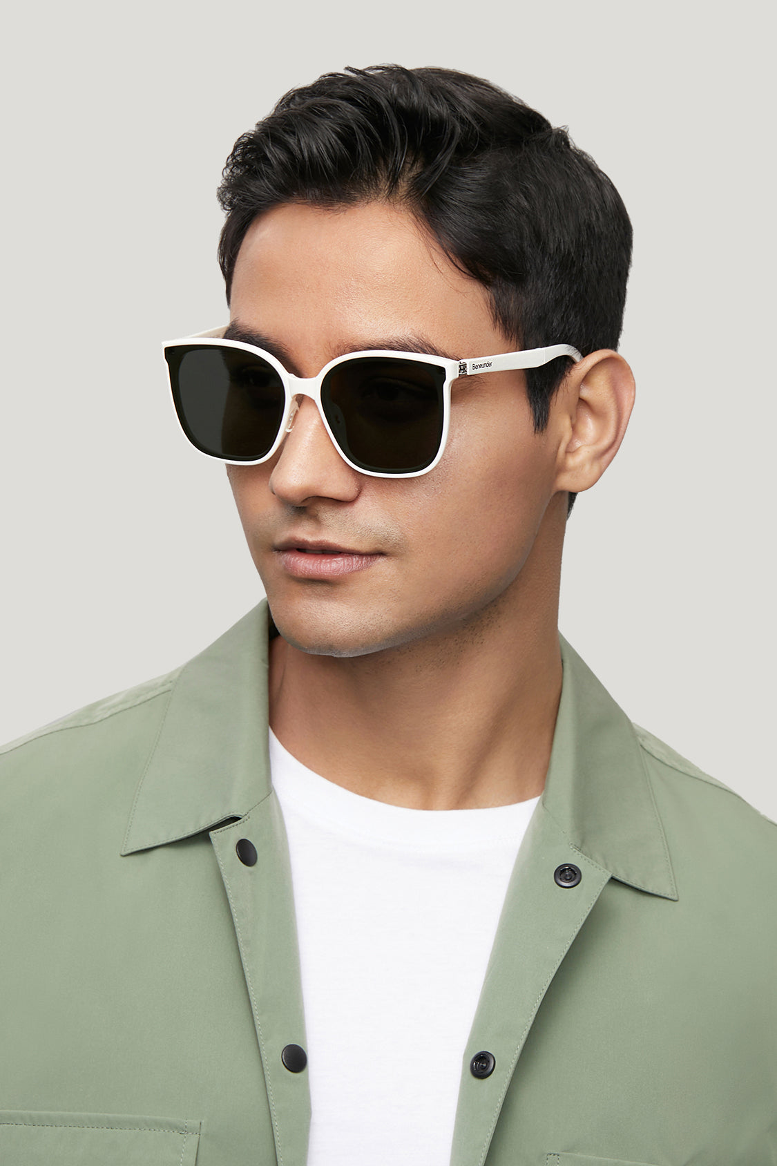 beneunder men's neonspace polarized folding sunglasses shades for women men #color_frosty white