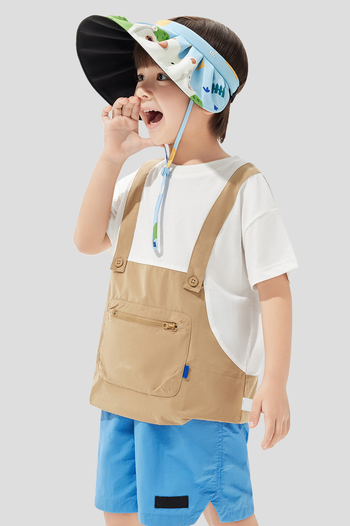 Yunji - Kids' Shell-Style Outdoor Sun Hat UPF50+ One Size / Melon Party