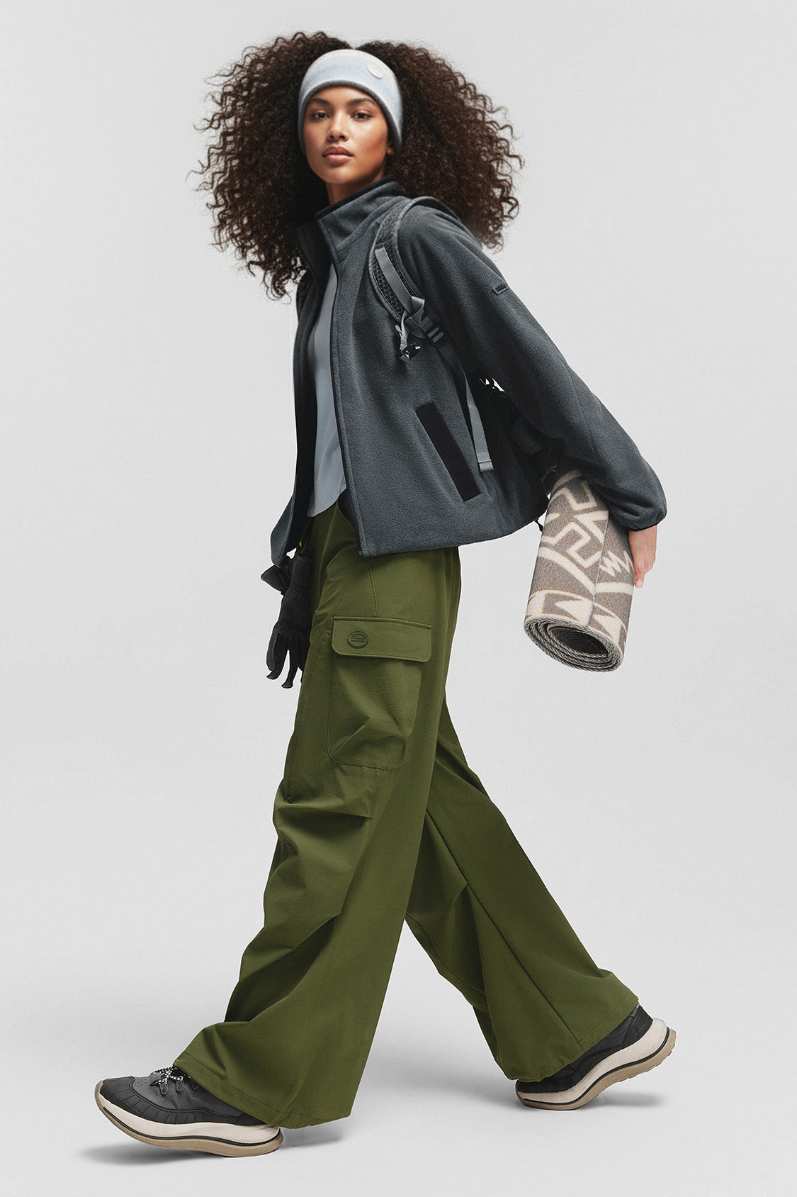 beneunder flipbreeze womens light warmth reversible fleece jacket#color_gray - black