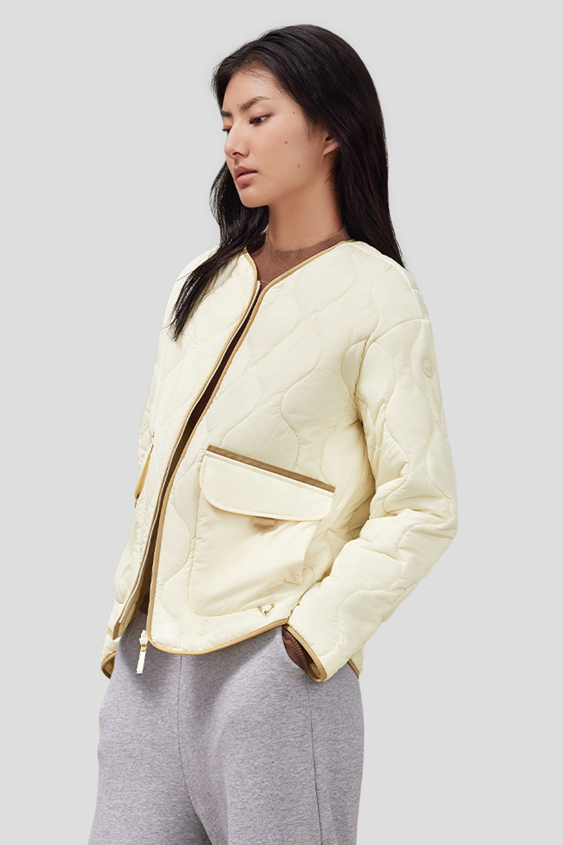 beneunder women's lightweight quilted jacket #color_beige
