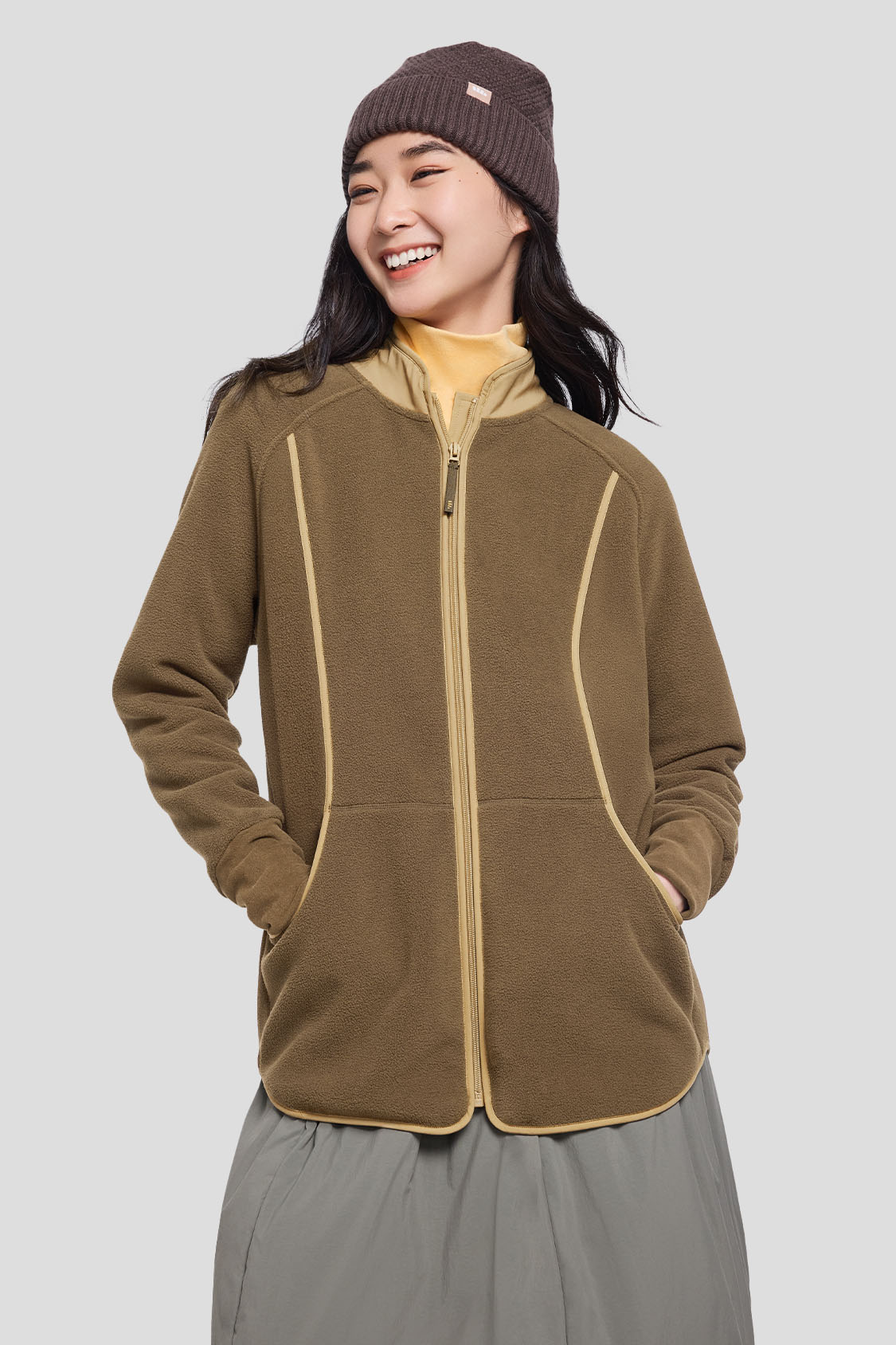 beneunder women's fleece coats #color_truffle brown