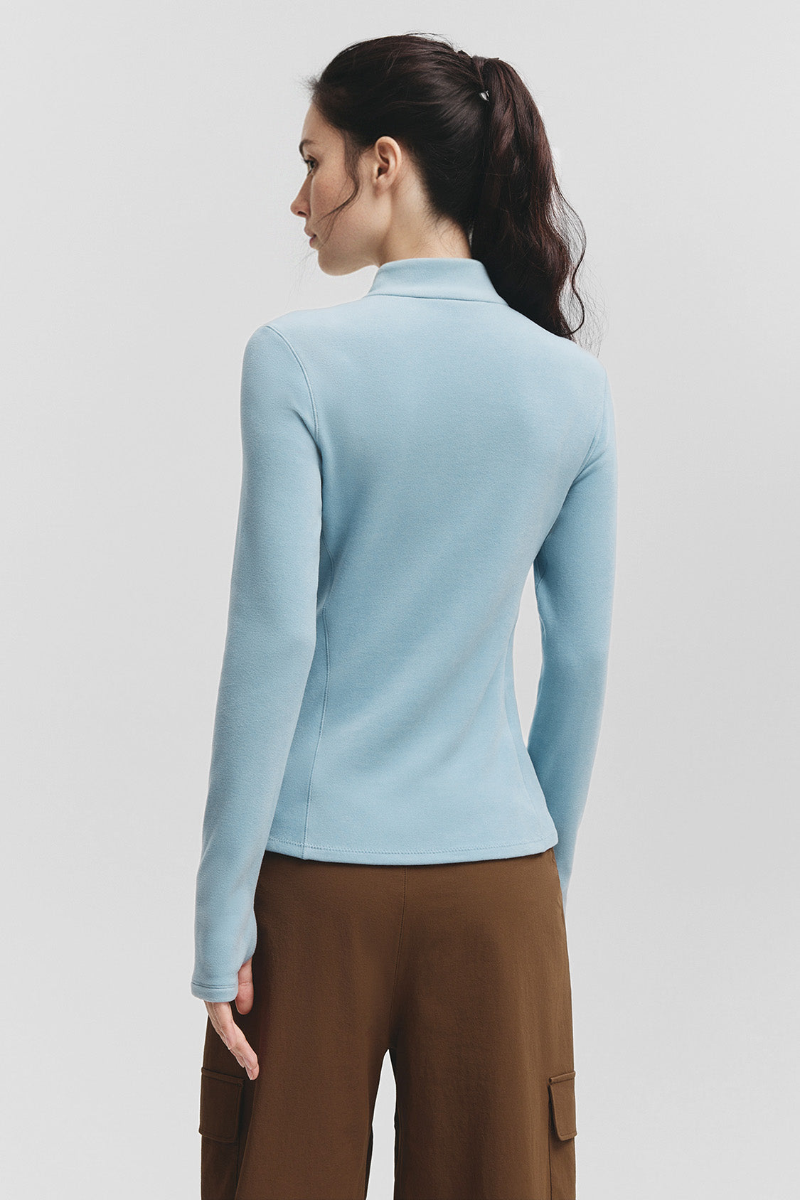 beneunder glacierzip womens medium warmth half zip fleece base layer #color_light blue