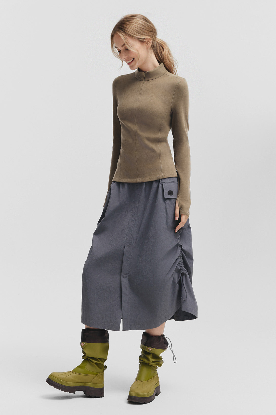 beneunder glacierzip womens medium warmth half zip fleece base layer #color_brown