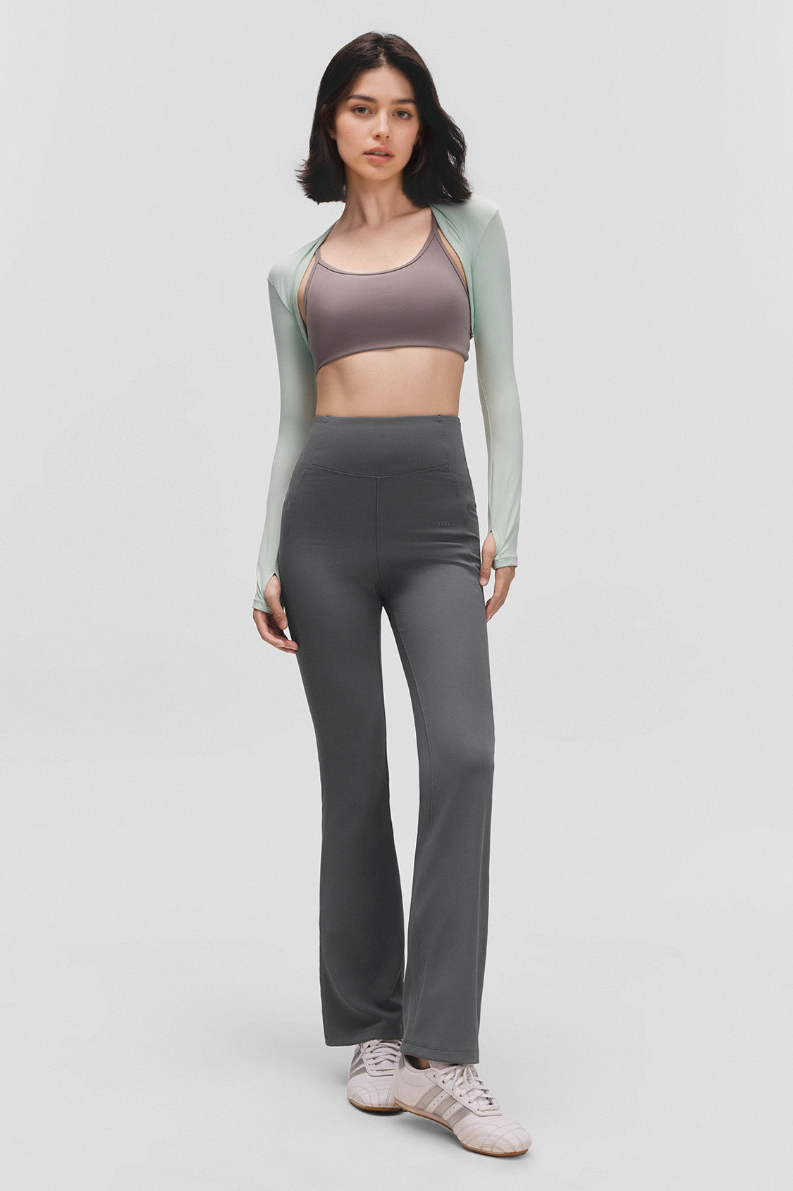 beneunder flexflare womens high stretch mini flare pants #color_gray