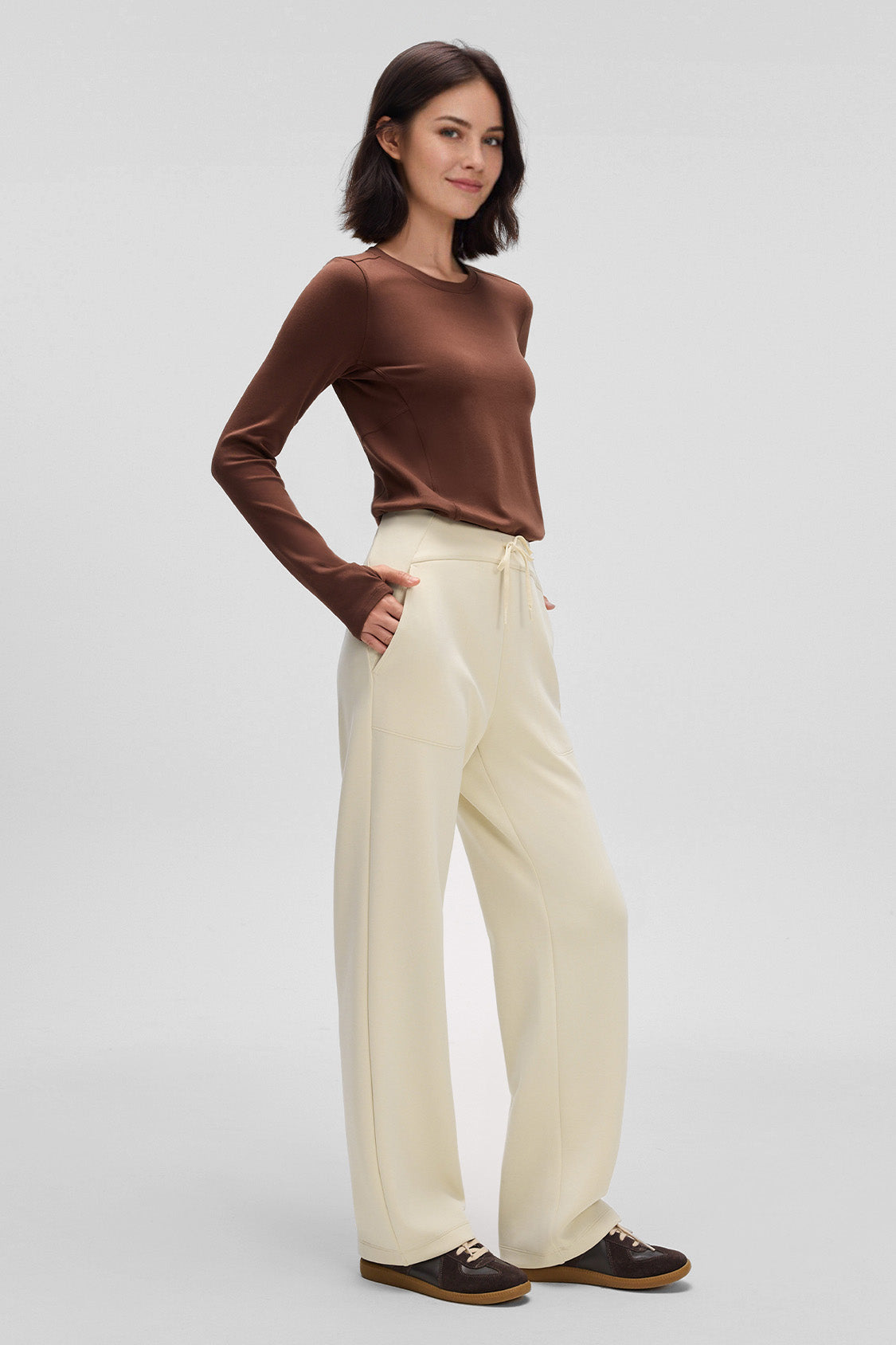 beneunder flexstraight womens high stretch straight leg pants #color_beige