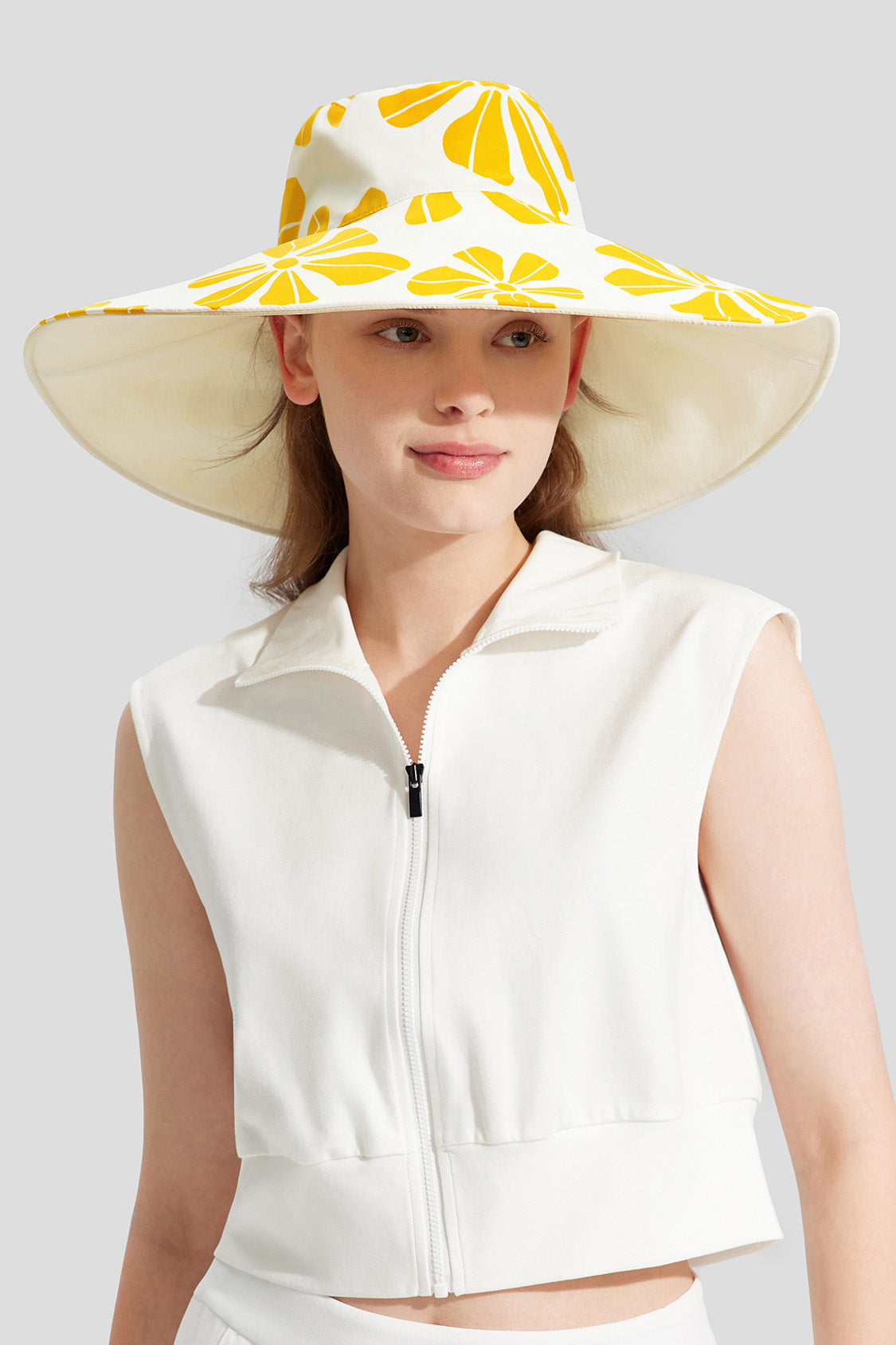 beneunder women's sun bucket hat upf50+ #color_autumn chick - white