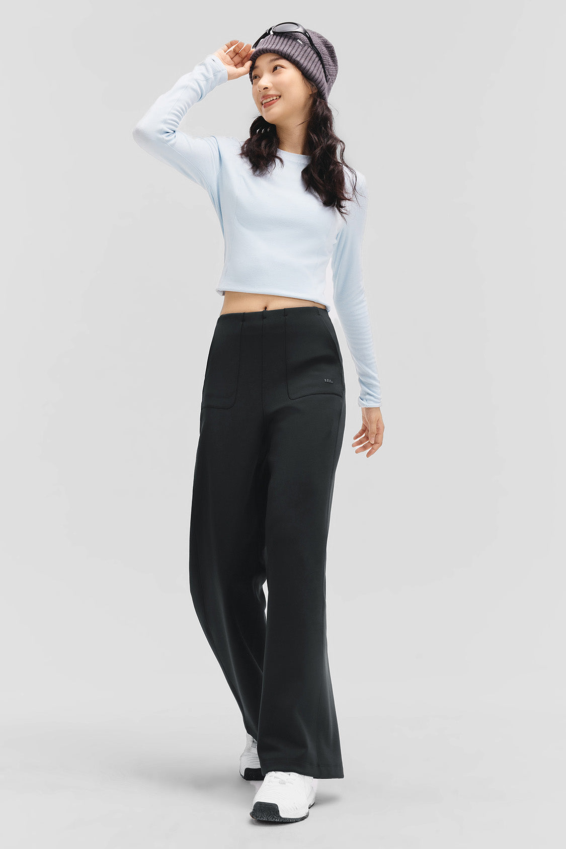 beneunder flowwarm – women’s high-stretch wide-leg thermal pants #color_black
