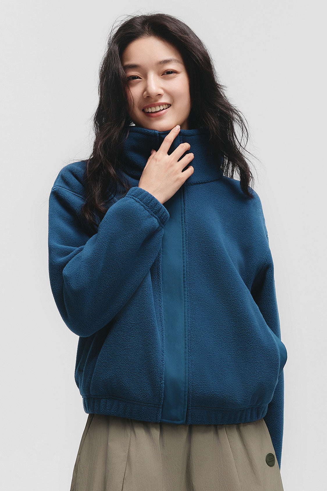 beneunder cozydrift womens light warmth relaxed fit fleece jacket#color_blue