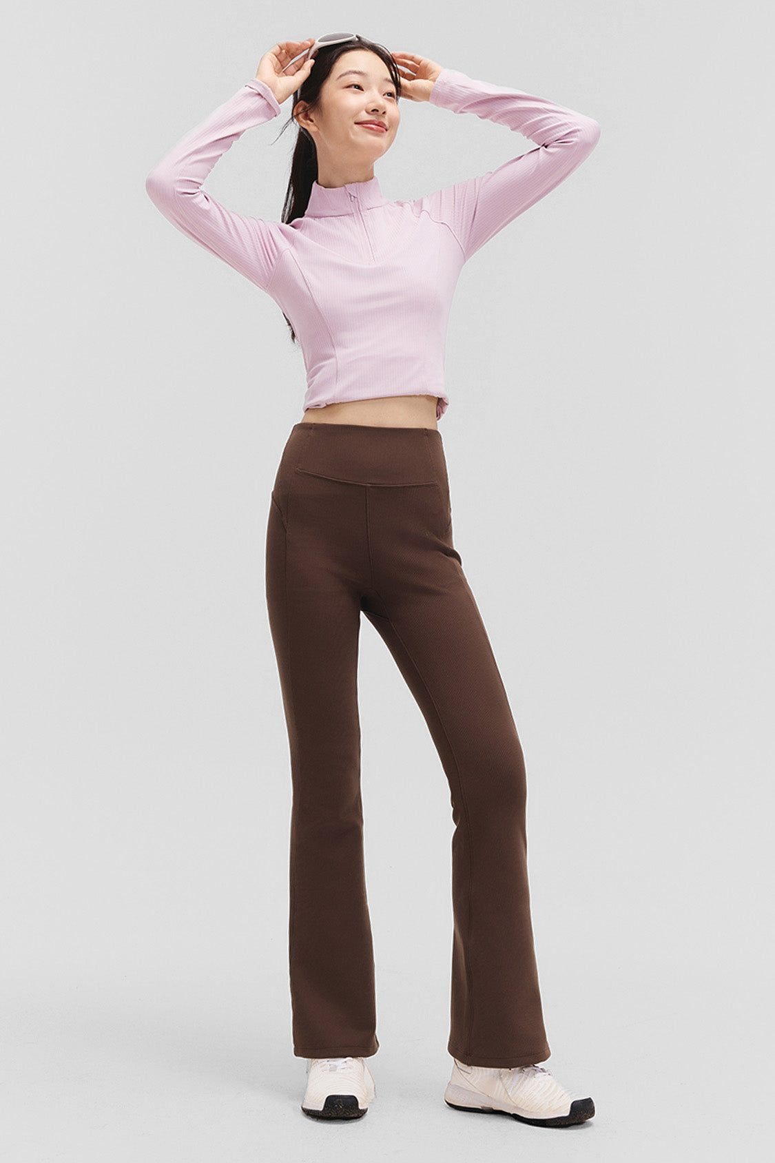 beneunder flareflex – women’s high-stretch thermal flare leggings #color_brown