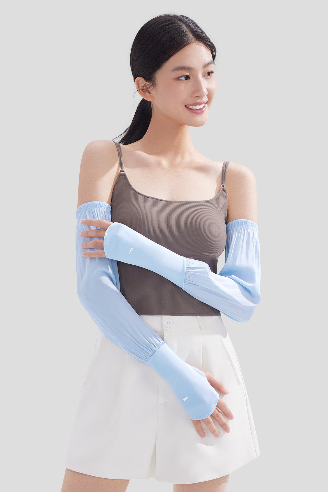 beneunder women's sun protection arm sleeves #color_dark mist blue