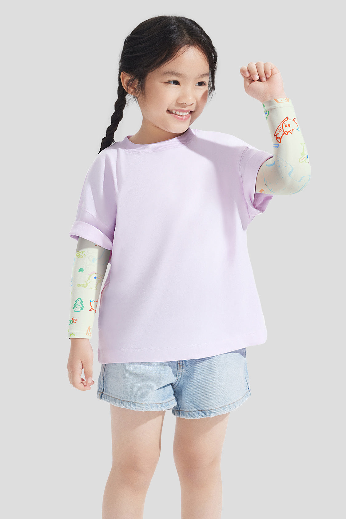 beneunder kid's sun protection arm sleeves upf50+ #color_forest view