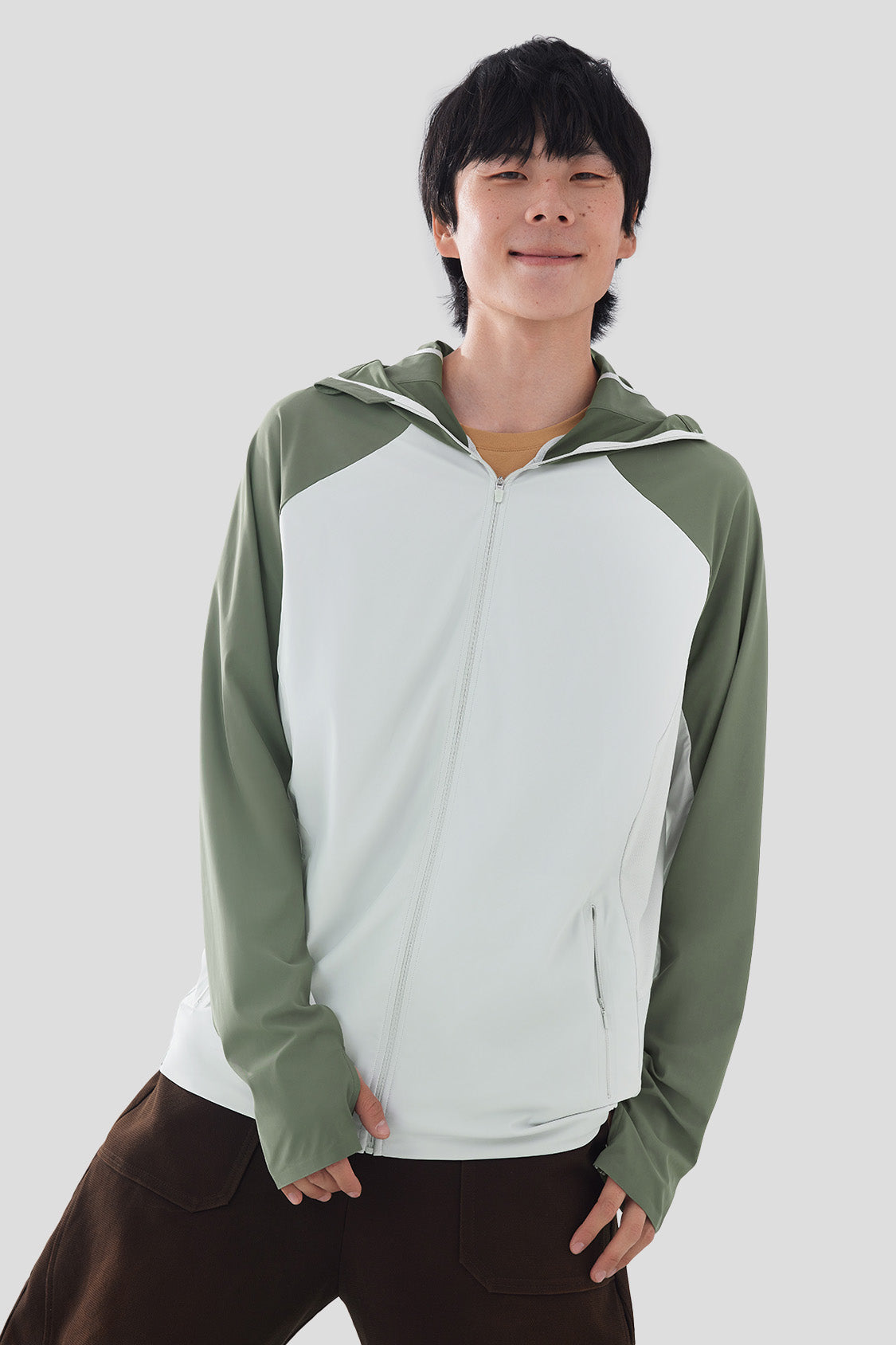 beneunder mens sun protection jacket upf50+ #color_galaxy gray - lake tea green