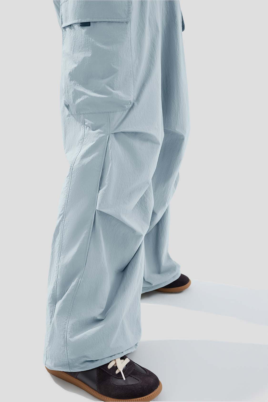 【BAON】[unisex] Cover banding washer parachute pants RELABEL Pleated Spliced Parachute Pants