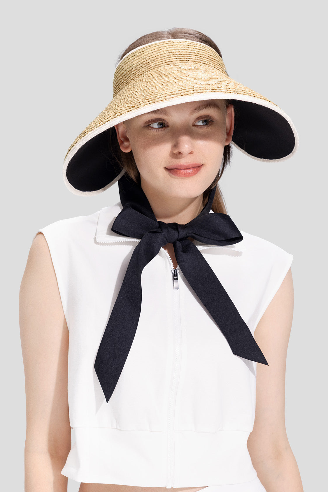 beneunder women's sunshield straw hat #color_light brown raffia