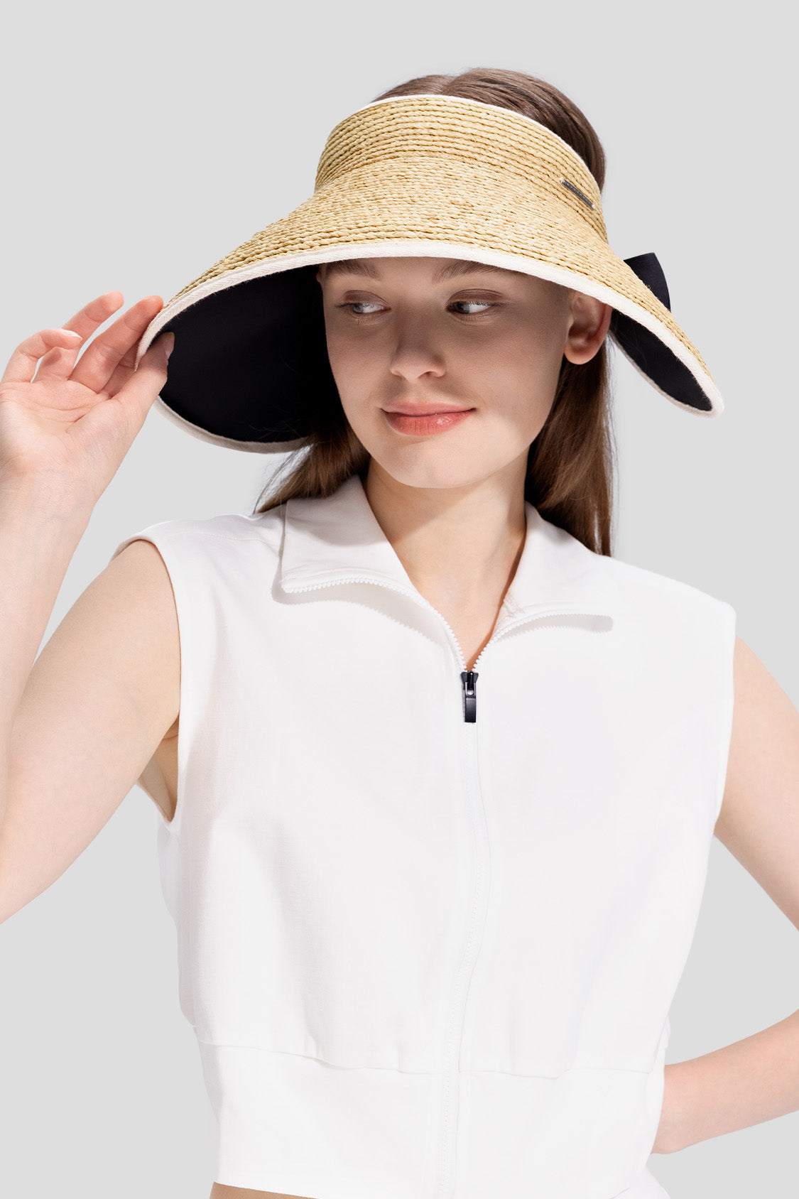 beneunder women's sunshield straw hat #color_light brown raffia