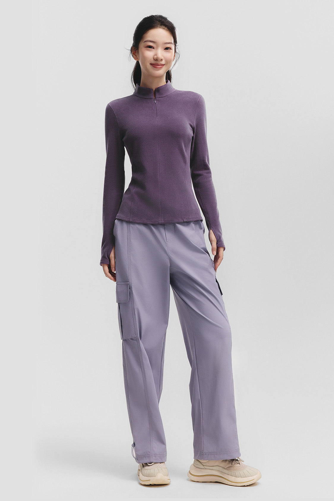 beneunder glacierzip womens medium warmth half zip fleece base layer #color_purple