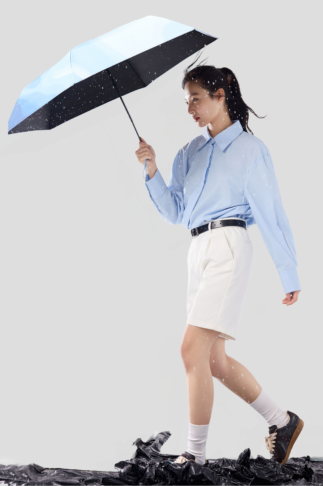 Dual - 3-Fold Umbrella for Sun & Rain