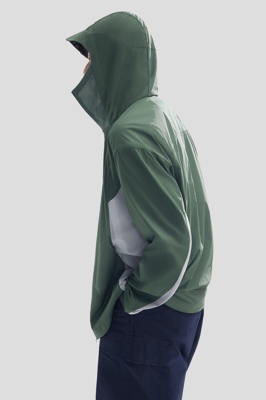 beneunder men's sun protection jacket #color_seaweed green - dark cloud gray
