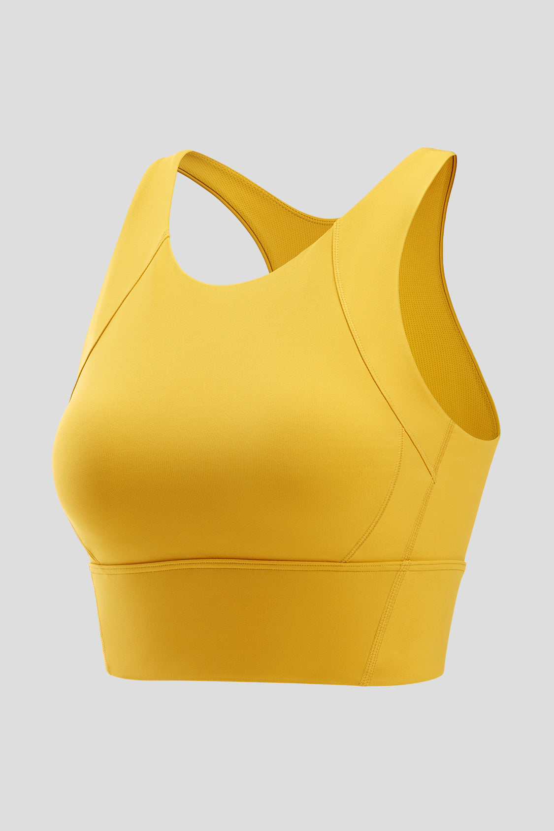 Shyle Fluorescent Yellow Stripe Underband Sports Bra With Y-Back
