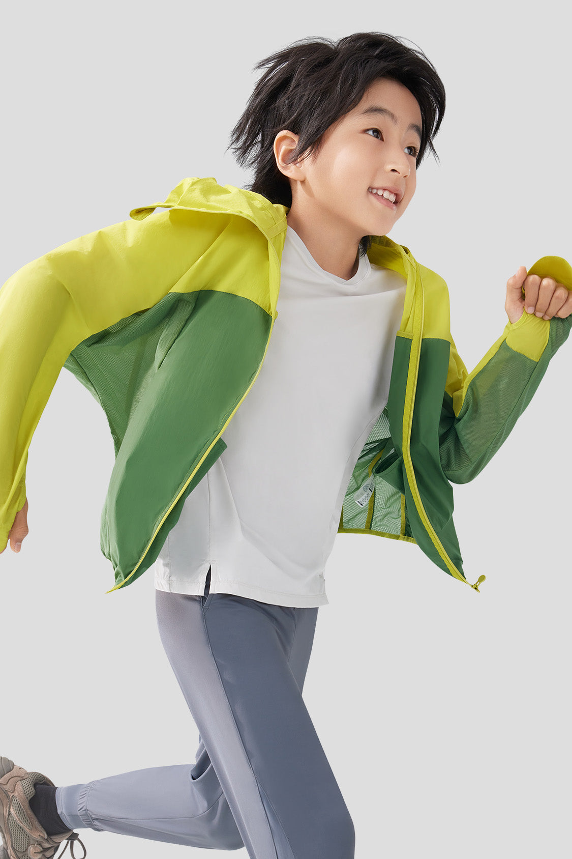 beneunder kid's sun protection jacket #color_sprout green - deep moss green