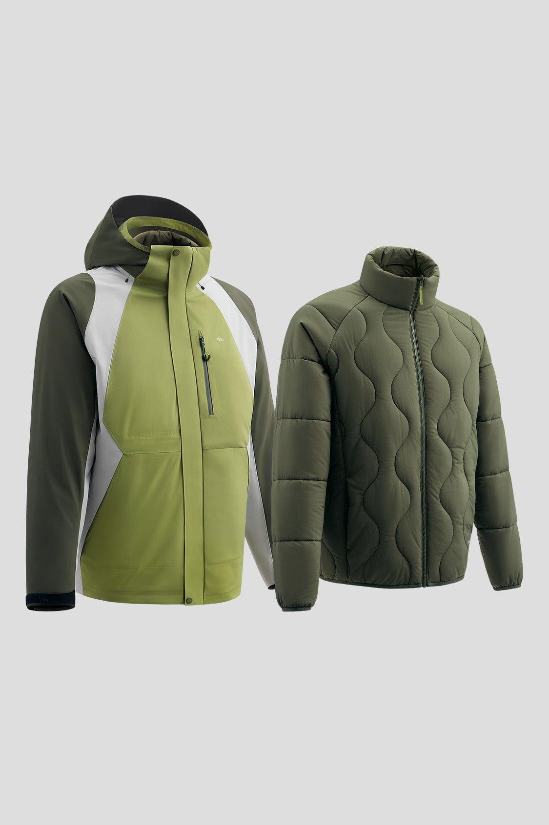 beneudner men's 3-in-1 jackets #color_stone blue green & vine mist gray