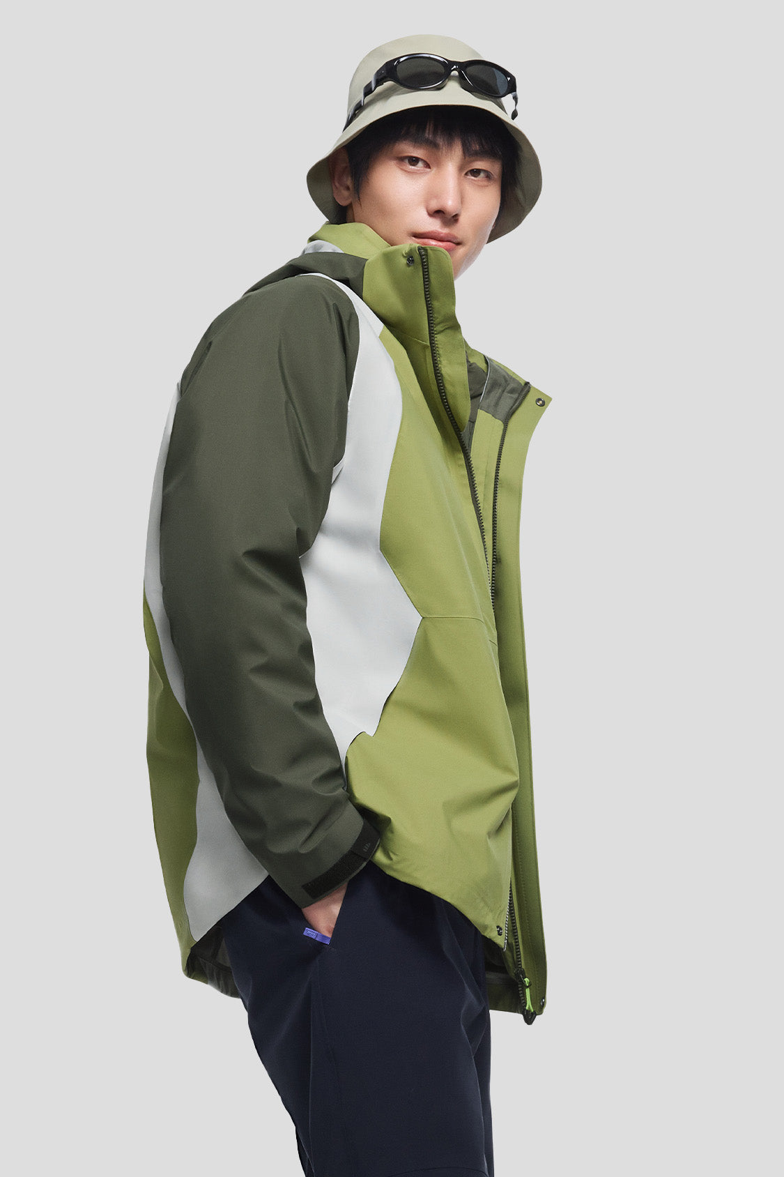 beneudner men's 3-in-1 jackets #color_stone blue green & vine mist gray