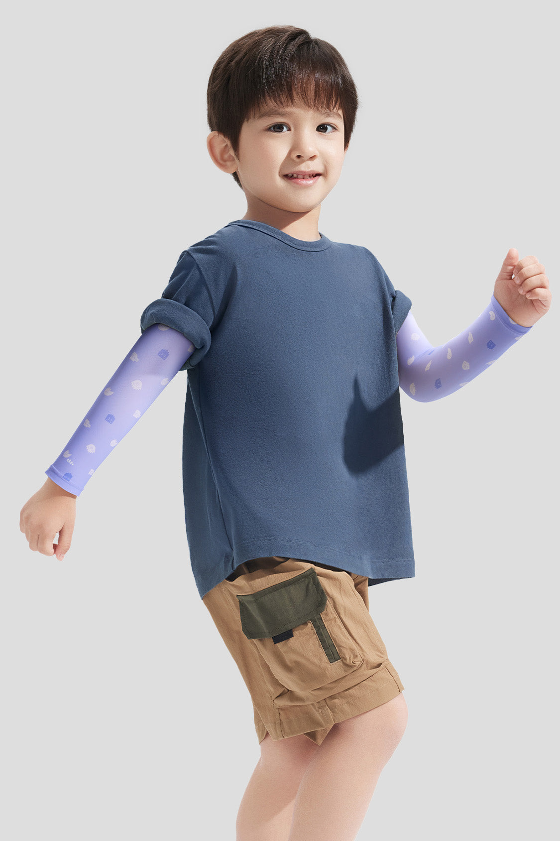 beneunder kid's sun protection arm sleeves upf50+ #color_taro dots