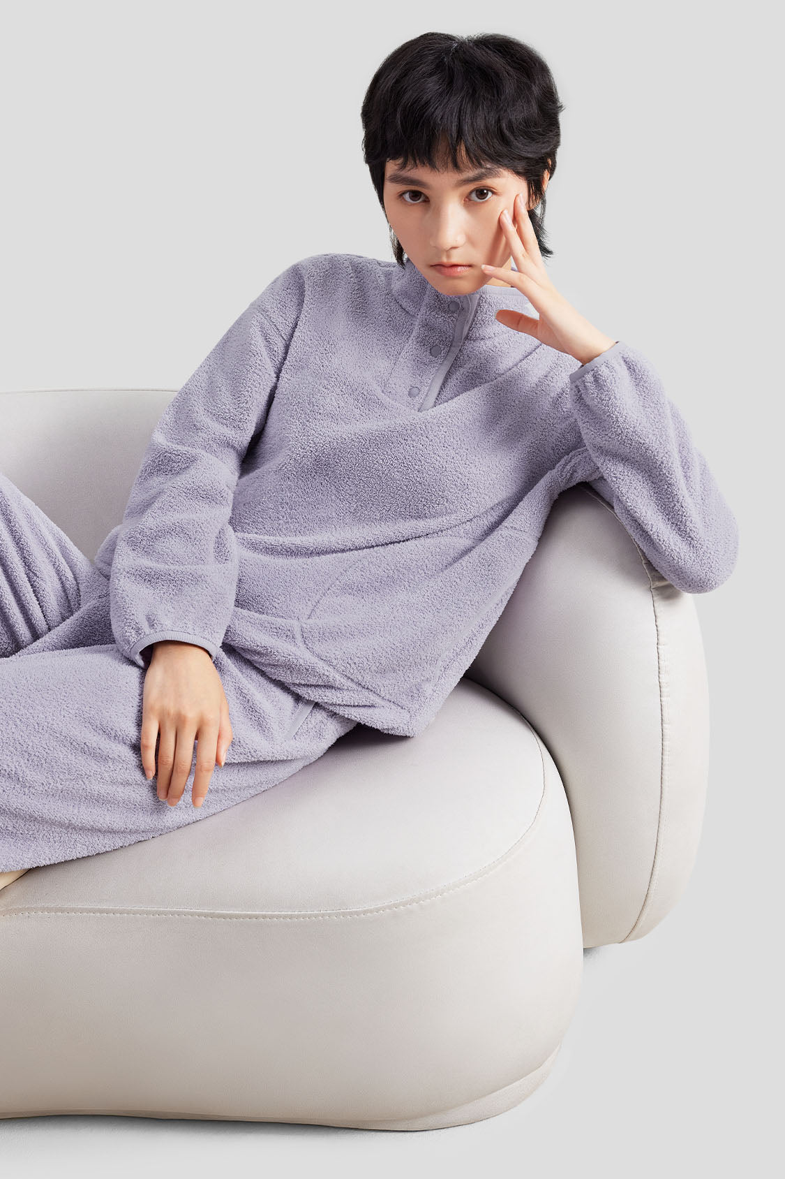 beneunder women's cozy fleece loungewear #color_lavender purple