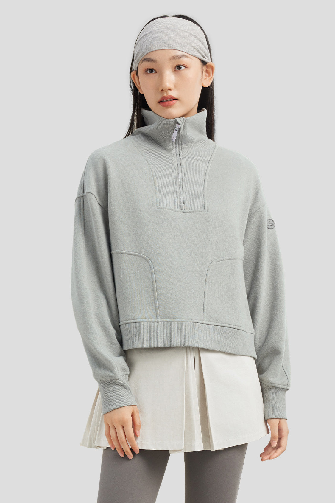 women's half-zip pullover sweatshirt #color_lunar gray