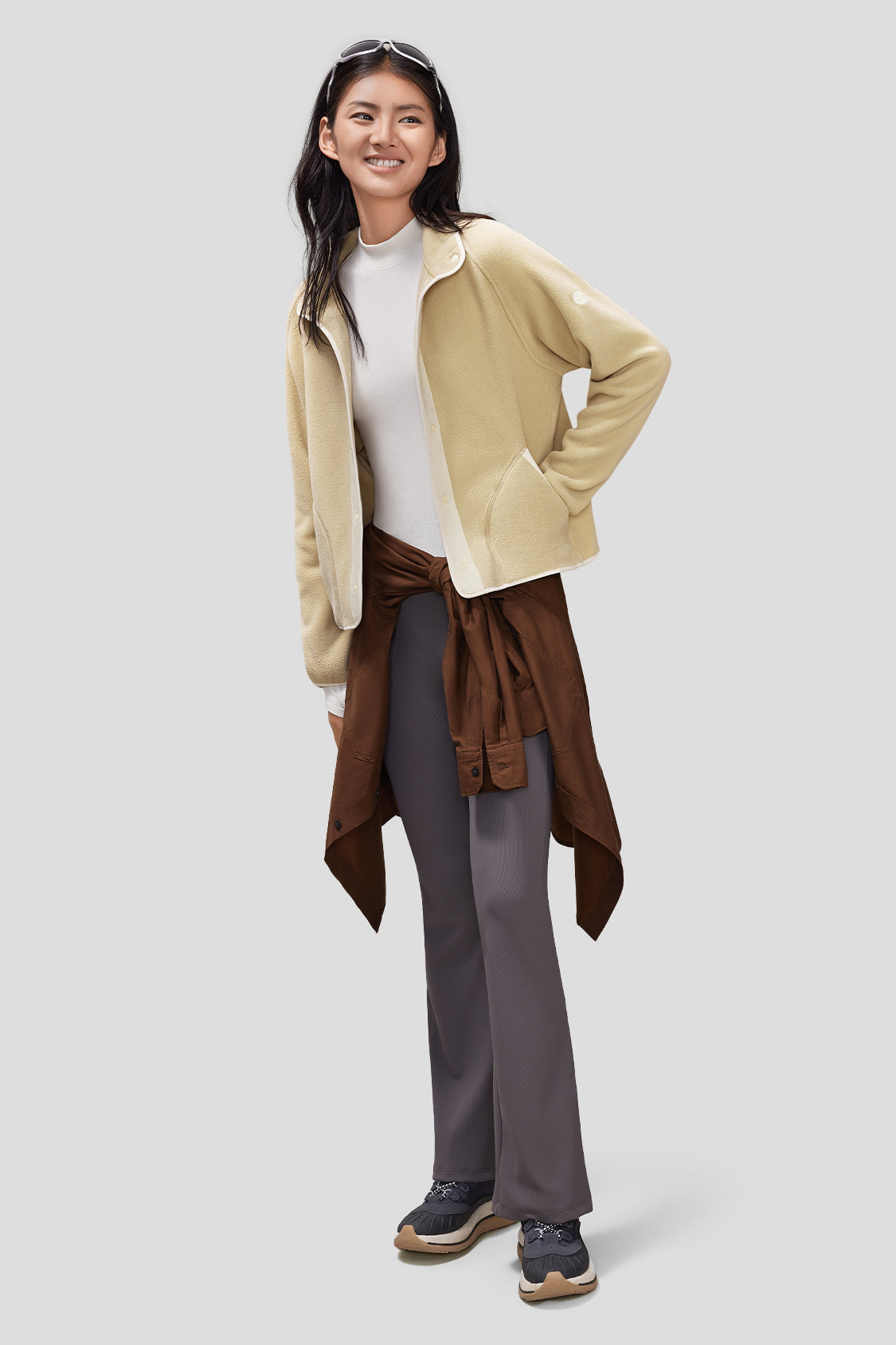 beneunder women's lightweight micro fleece jacket #color_monk's brown