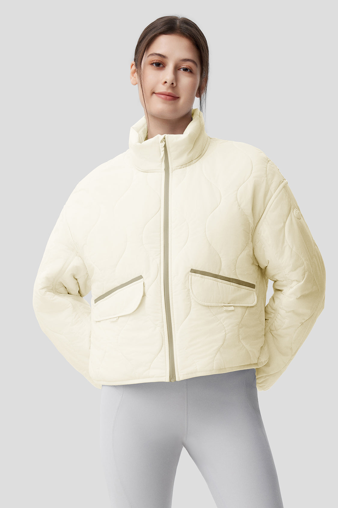 beneunder women's padded jacket with a stand-up collar #color_beige