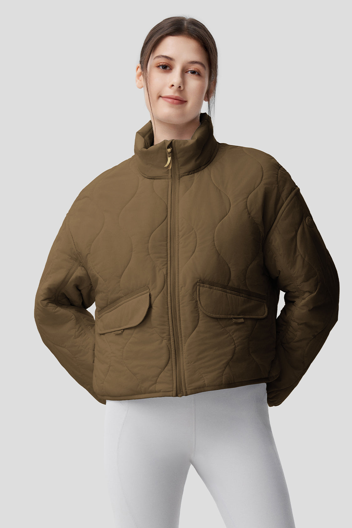beneunder women's padded jacket with a stand-up collar #color_truffle brown