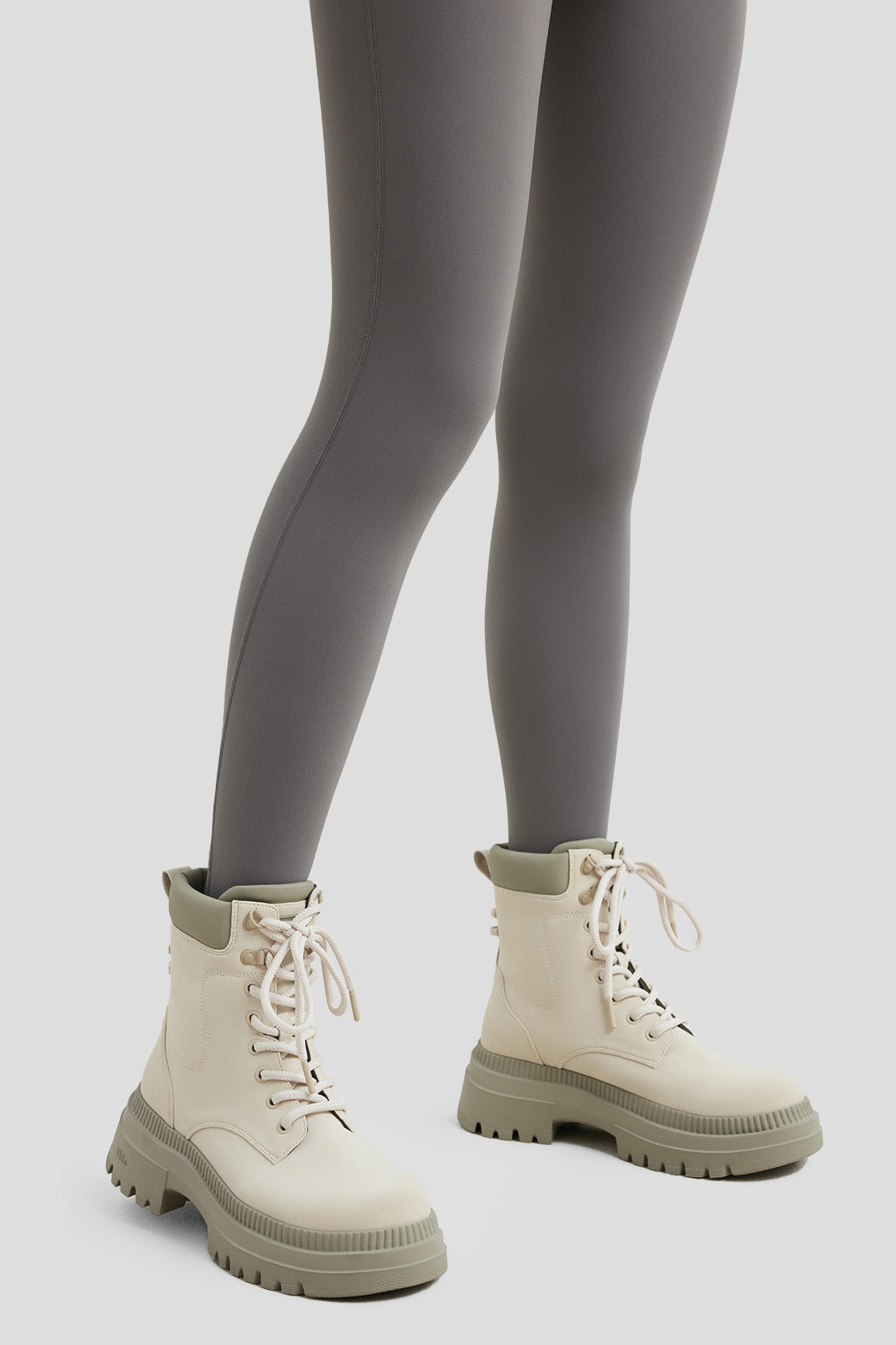 beneudner women's lightweight soft platform martin boots #color_beige