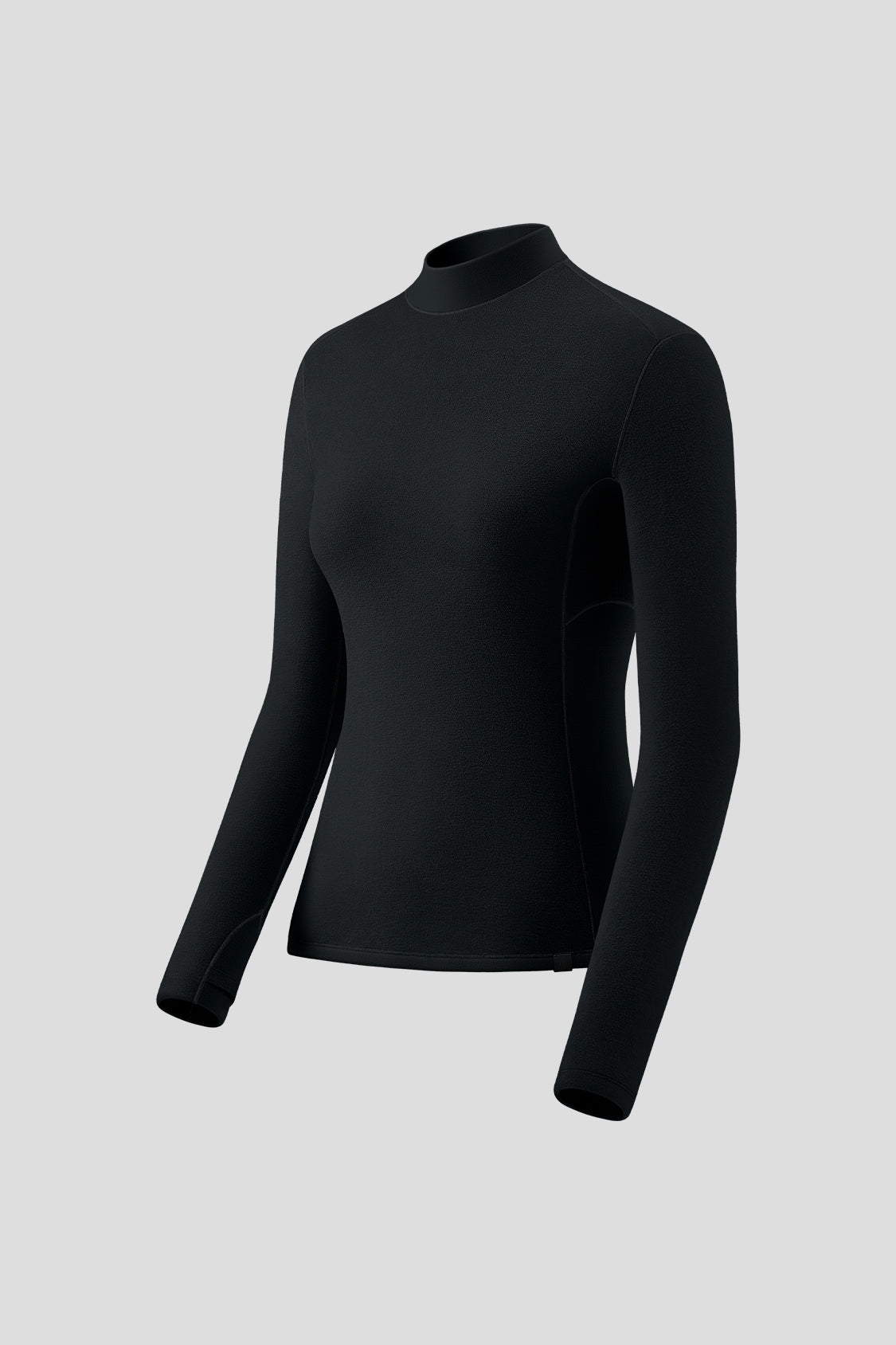 beneunder women's mid-warm half turtle-neck fleece long-sleeve shirt #color_black