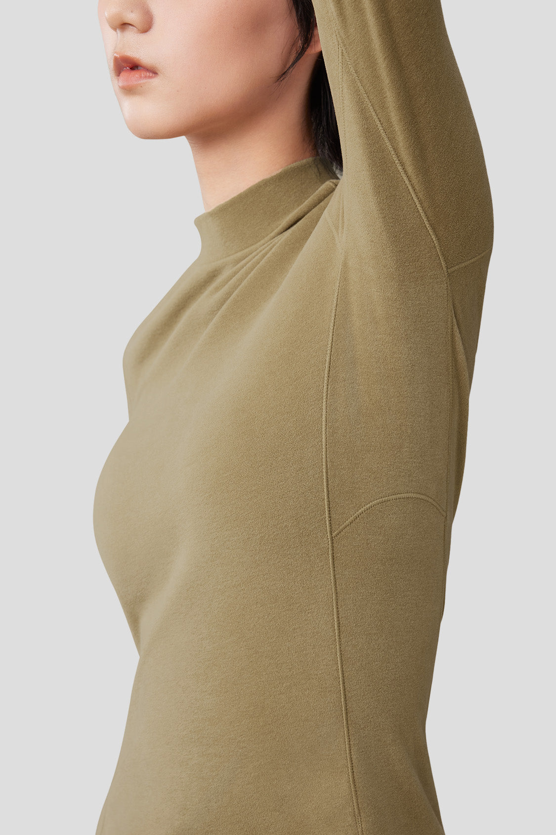 vbeneunder women's mid-warm half turtle-neck fleece long-sleeve shirt #color_truffle brown