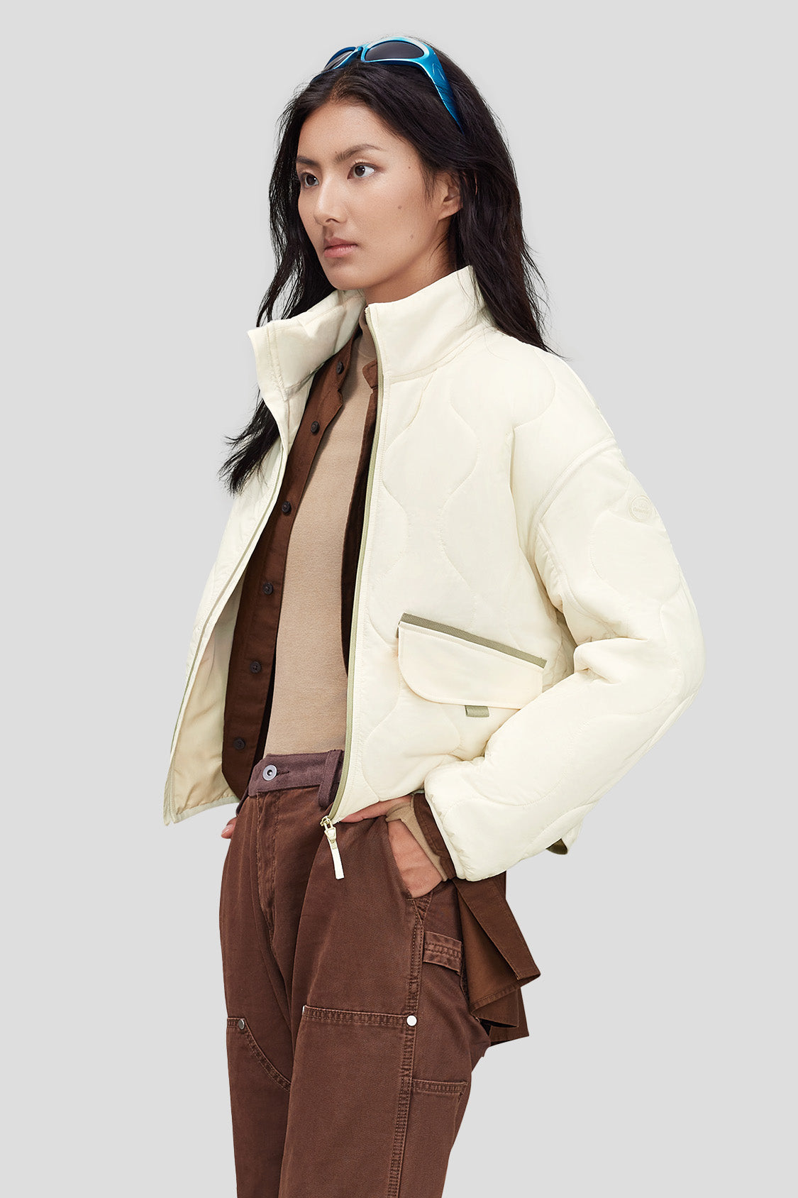 beneunder women's padded jacket with a stand-up collar #color_beige