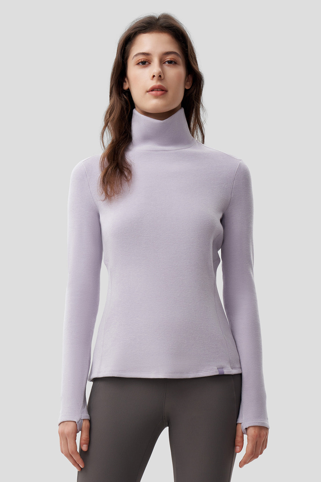 women's warm high neck fleece base layer #color_lavender purple