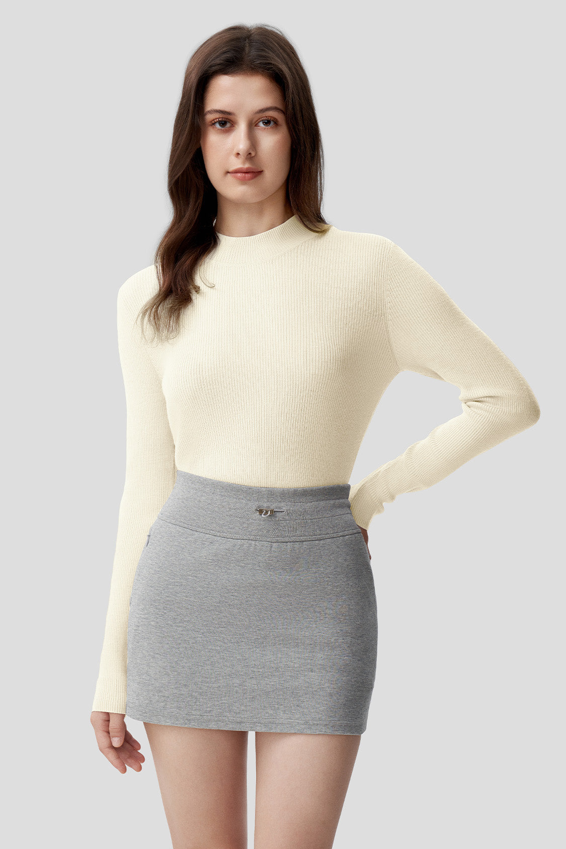 beneunder women's wool baselayer sweater #color_beige