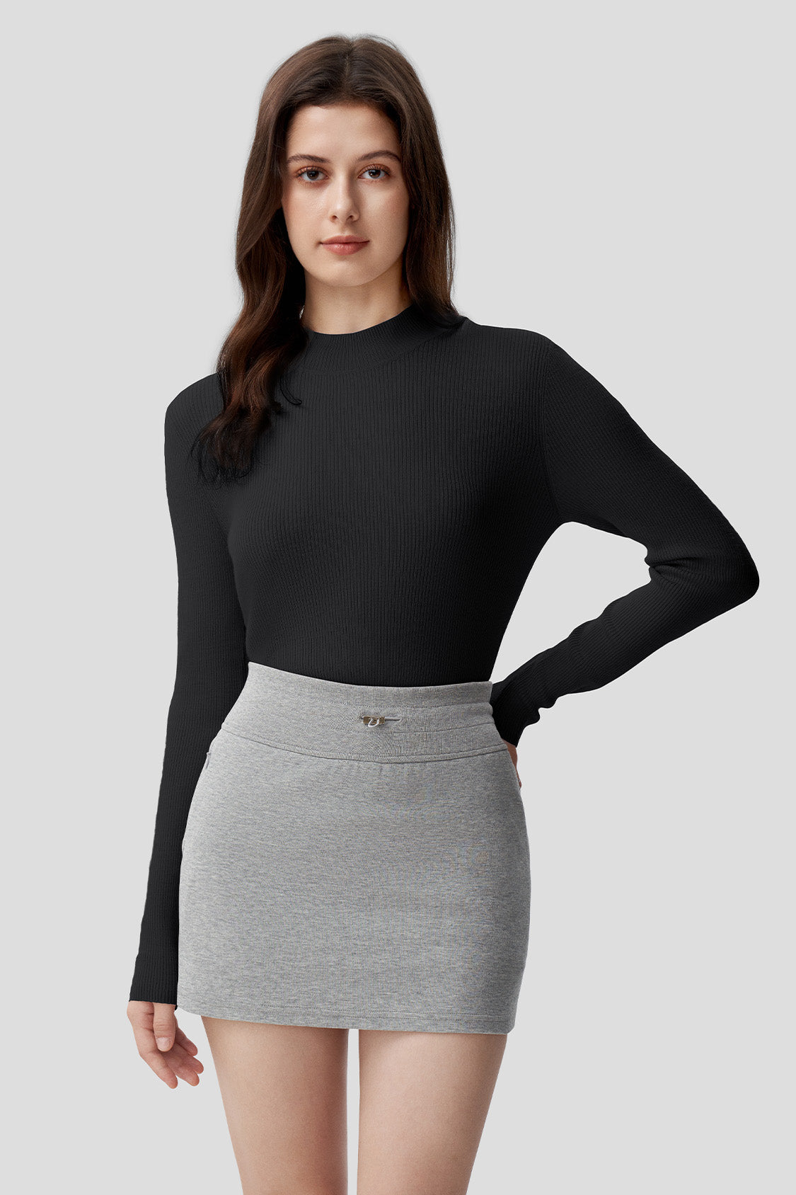beneunder women's wool baselayer sweater #color_black