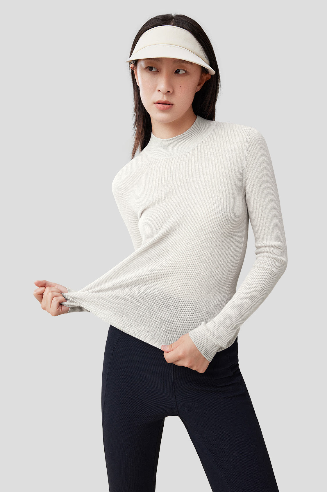 beneunder women's wool baselayer sweater #color_misty gray