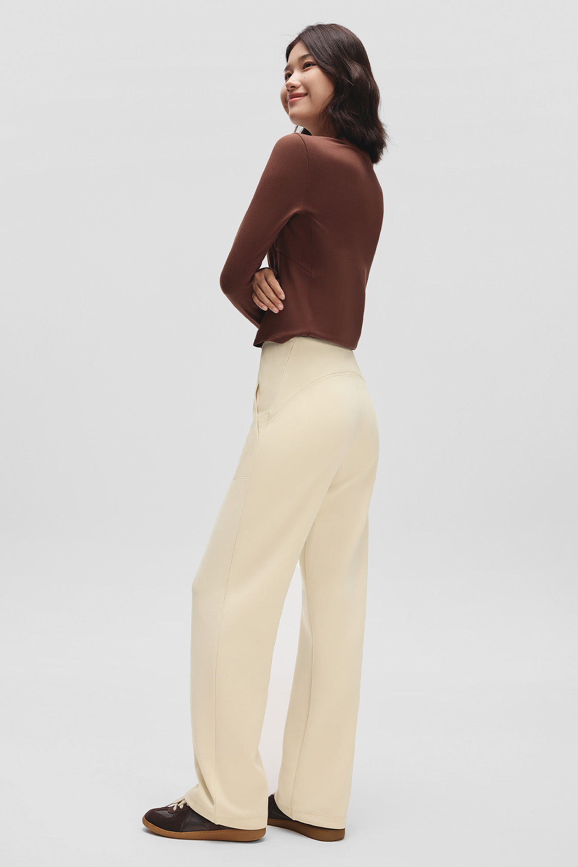 beneunder flexstraight womens high stretch straight leg pants #color_beige