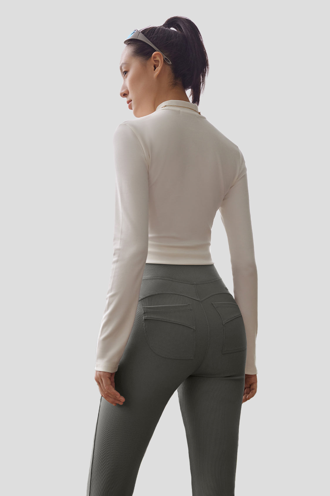 beneunder women's high elastic flared pants all season #color_graphite gray