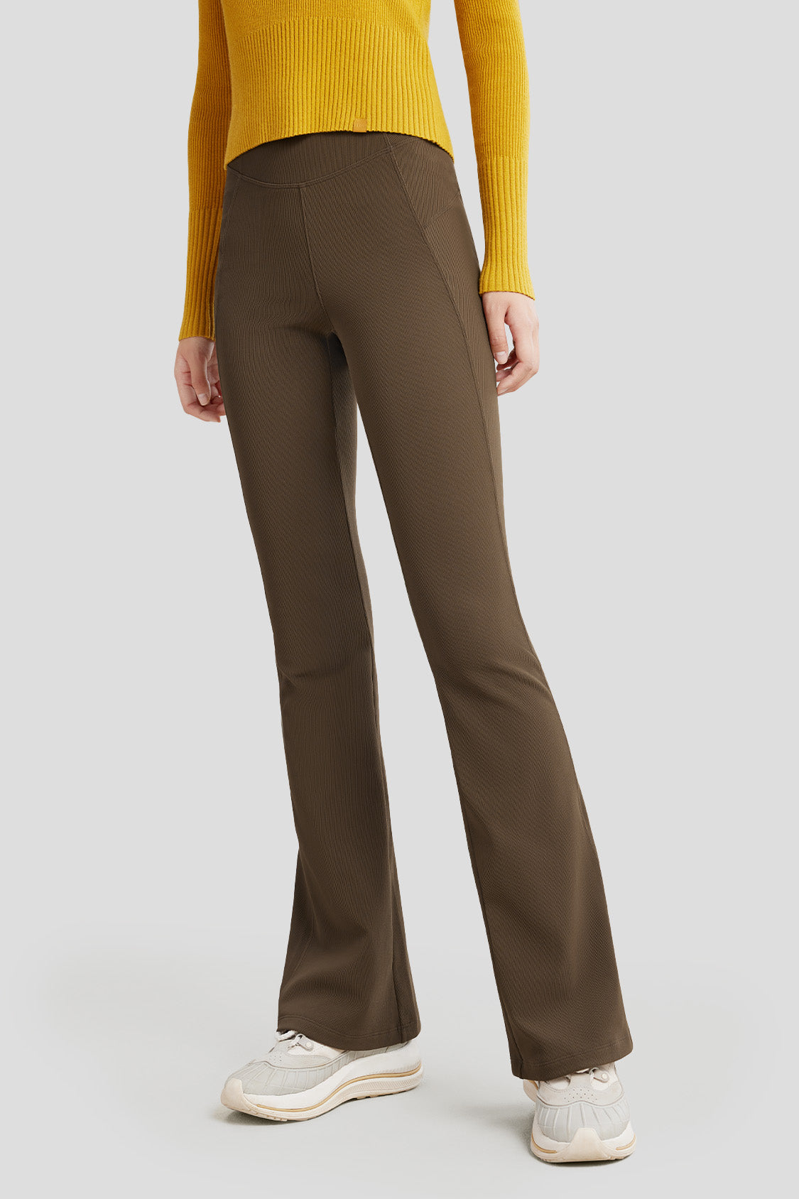 beneunder women's high elastic flared pants all season #color_truffe brown