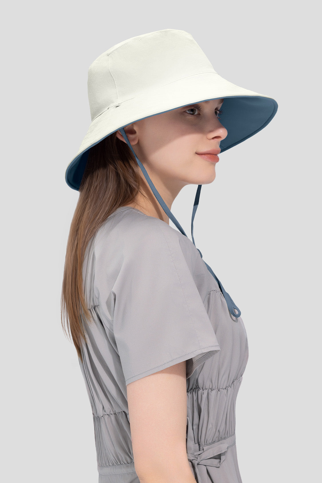 beneunder women's sun hats #color_deep blue gray - white
