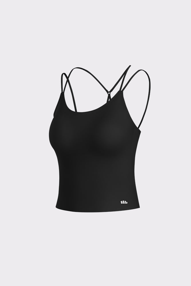 Dropship Black Ribbed Y-shaped Spaghetti Strap Sports Bra to Sell Online at  a Lower Price