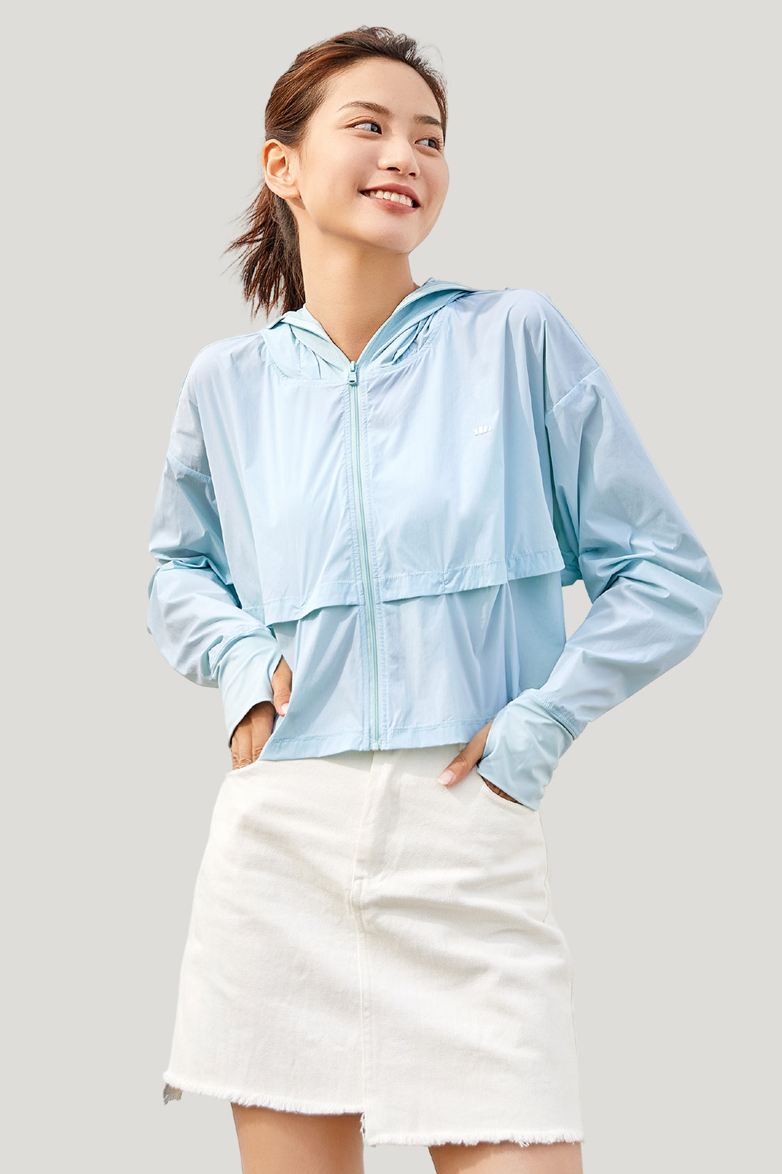 beneunder lightweight uv sun protection jacket hoodie #color_mint blue