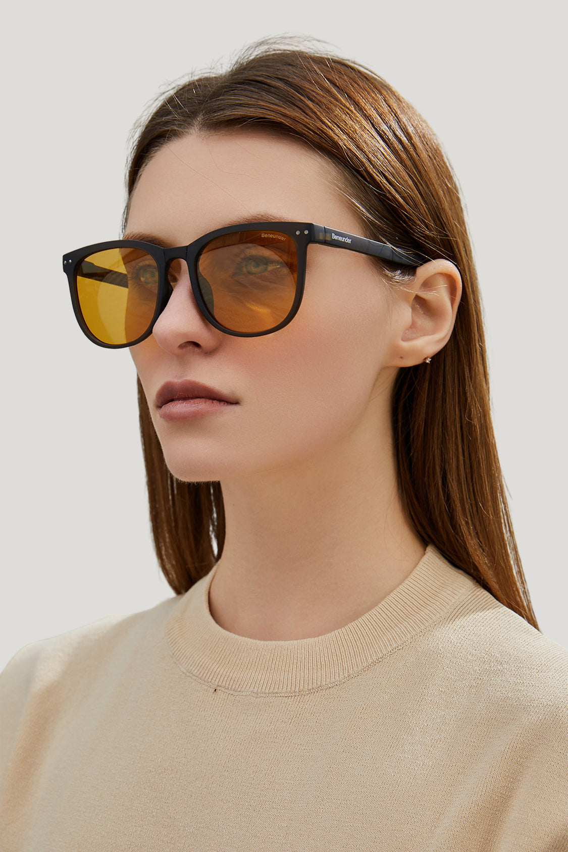 beneunder men's dawn polarized folding sunglasses shades #color_amber coffee