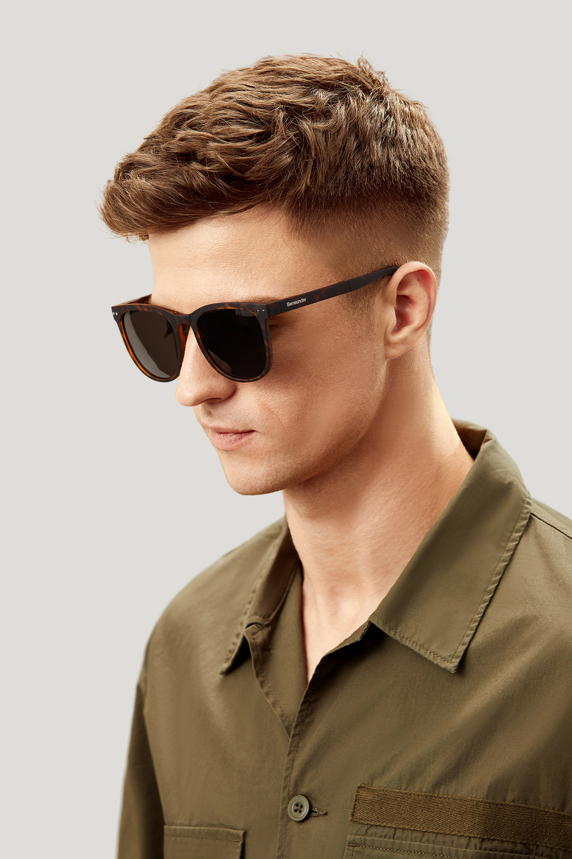 beneunder men's dawn polarized folding sunglasses shades #color_leopard brown