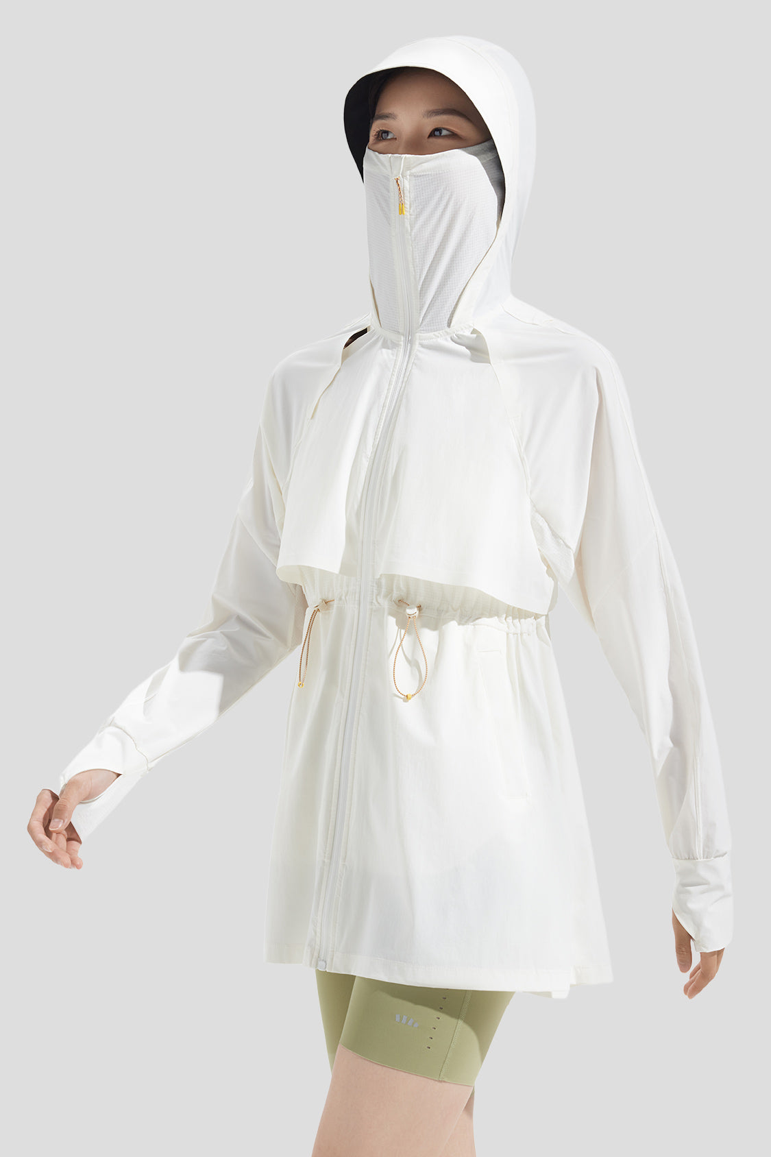 beneunder yunzi yee  women's ultra-lightweight mid-length sun protection clothing UPF50+ #color_creamy milk white